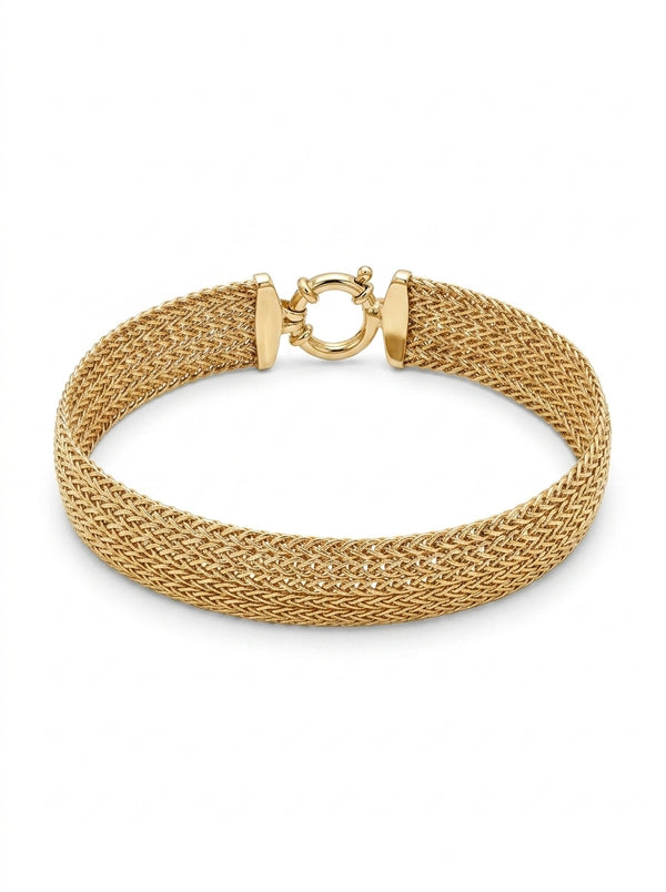 Pulsera de oro 14k tejido palma hueca Mod 5456 - 18 cm