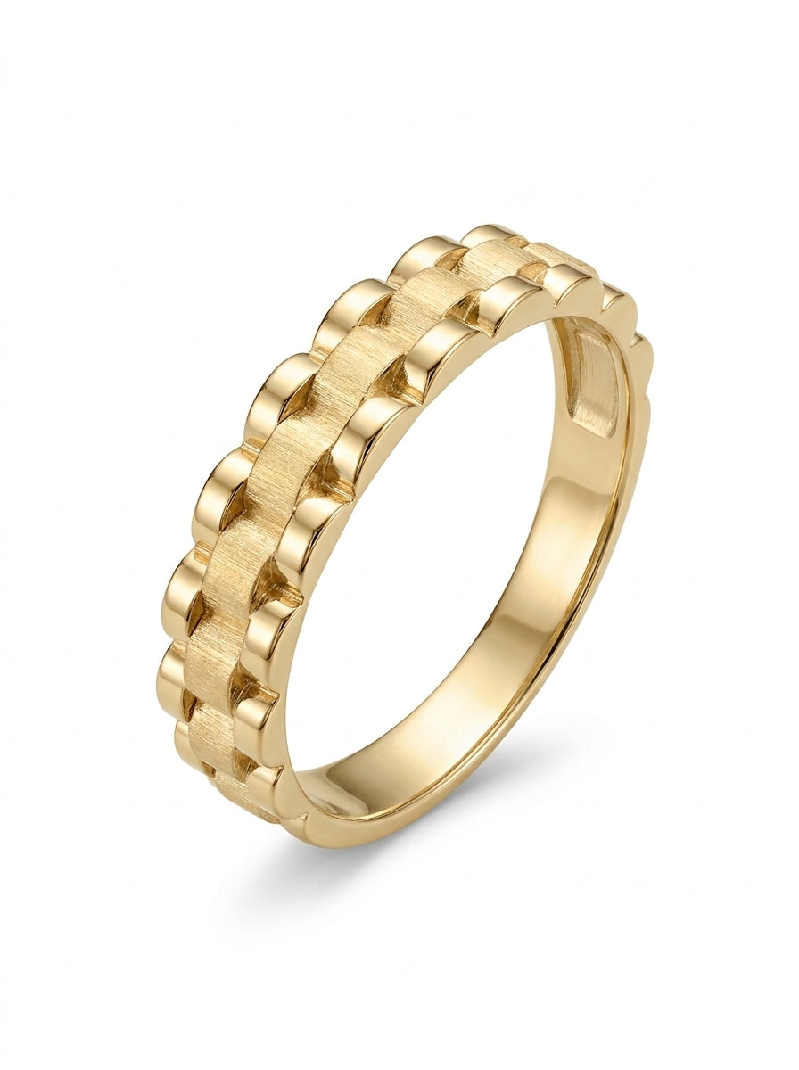 Anillo de oro 14k tipo diseñador tipo diamantado delgado Mod 5841