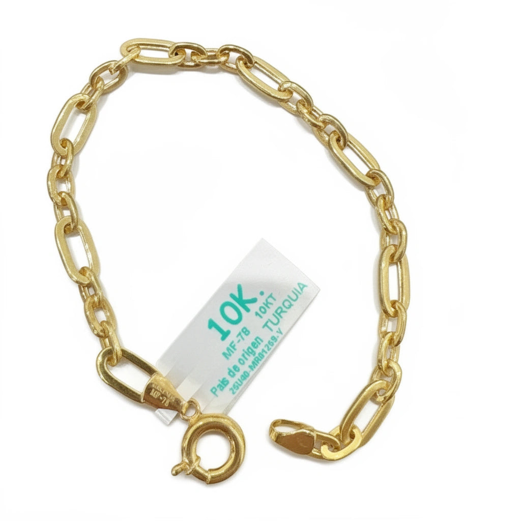 Pulsera de oro 10k tejido clip 3x1 Mod. MR0125Y - 18 cm