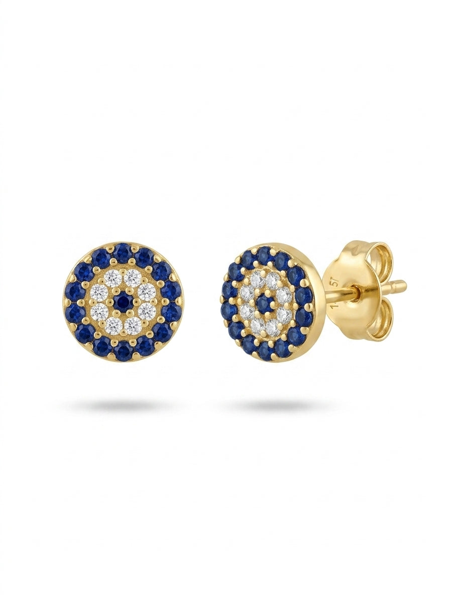 Aretes de oro 14k diseño de flor con circonias Mod LM5303