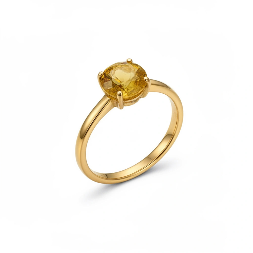 Anillo de oro 14k con circonia amarilla Mod. 20070