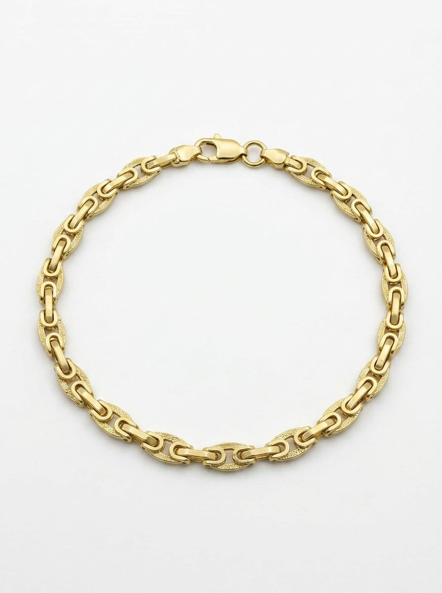 Pulsera de oro 14K con eslabones calados y con acabado diamantado Mod LM5301 - 18 cm