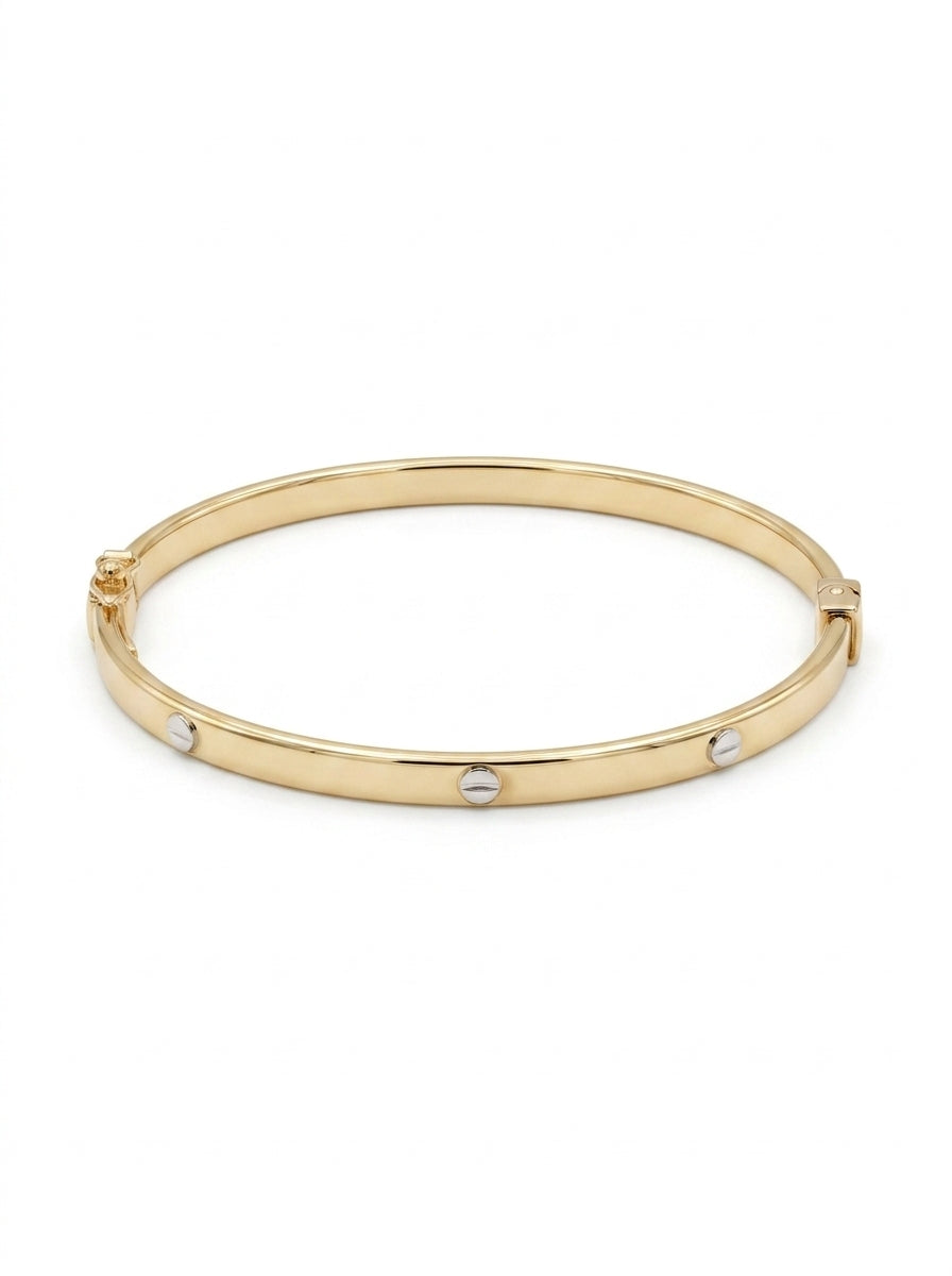 Brazalete de oro 14k tipo diseñador hueco Mod 5569 18 cm