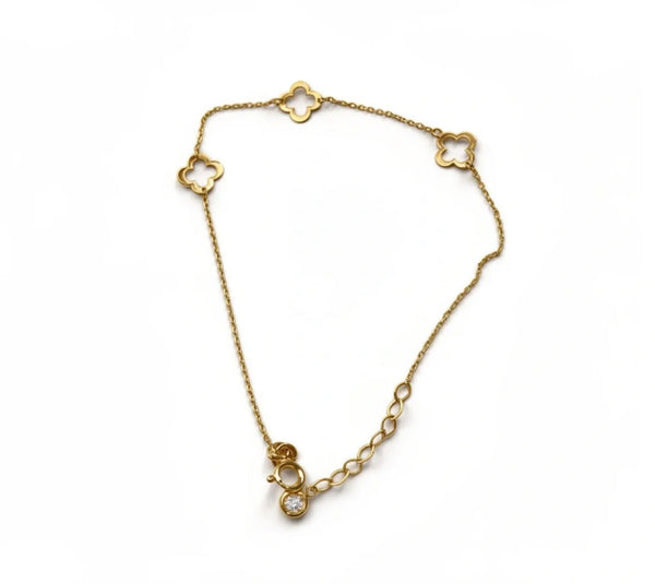 Pulsera de oro 10k silueta de tréboles Mod. 60763- 18 cm