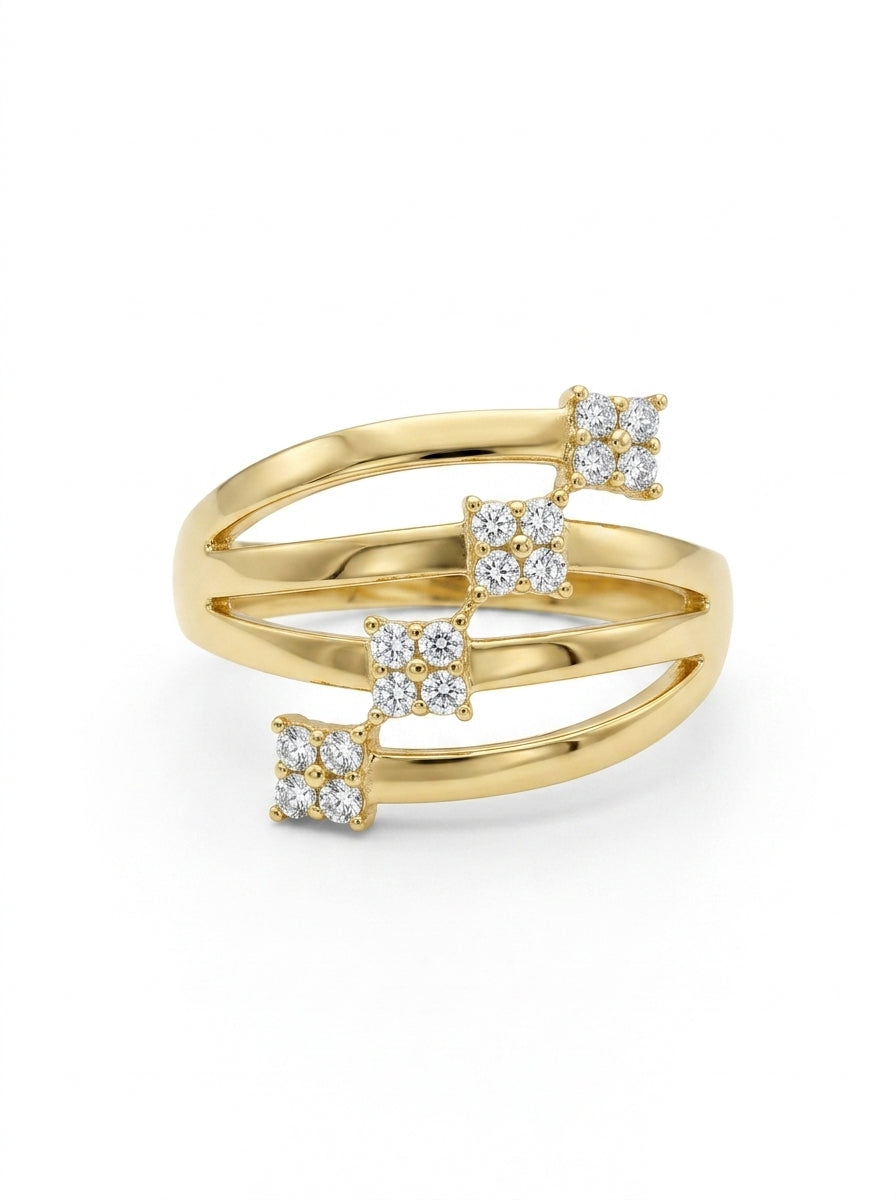 Anillo de oro 14k diseño lineal con circonias Mod LM5358