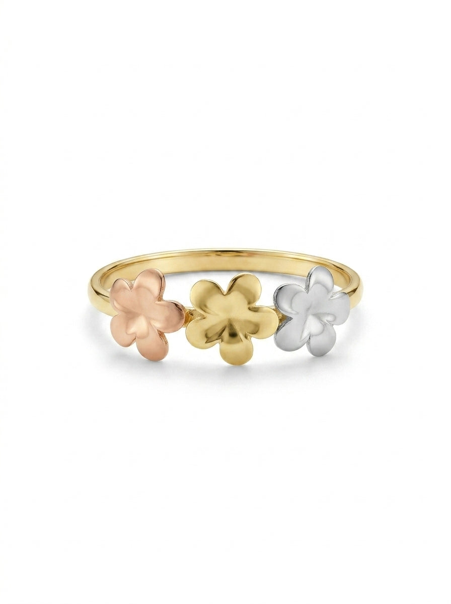 Anillo de oro 14k diseño de flores florentinas Mod LM5356