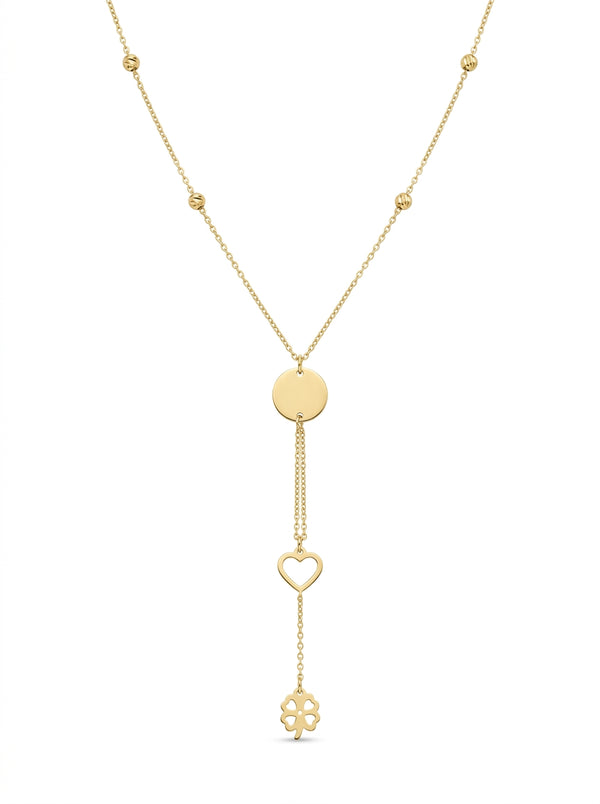Gargantilla de oro 10k silueta de corazón y trebol 5165 - 45 cm