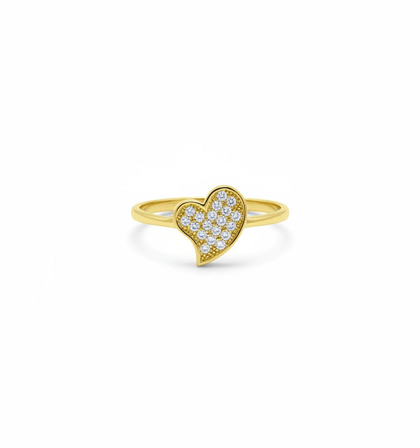 Anillo corazón de oro 14k con circonias