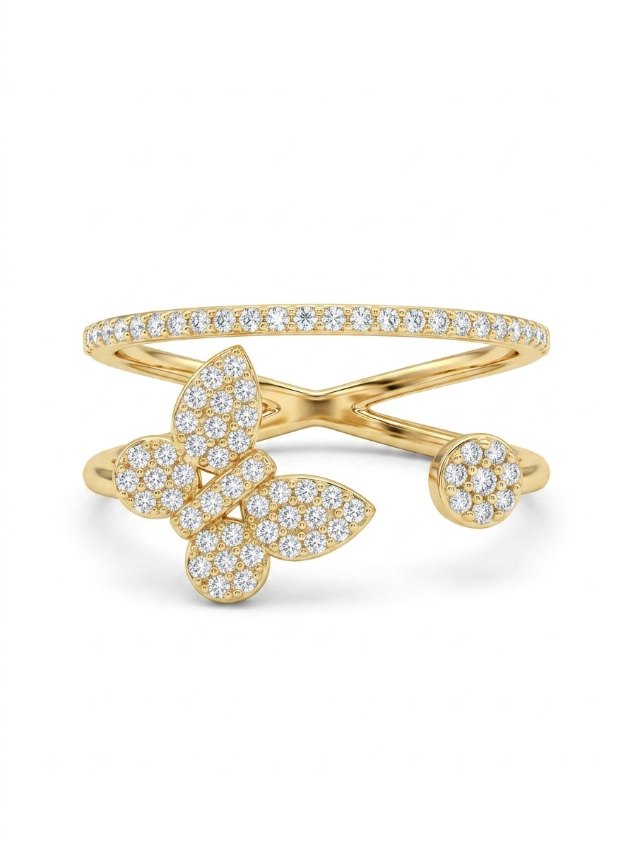 Anillo de oro 10k diseño de mariposa Mod 5529