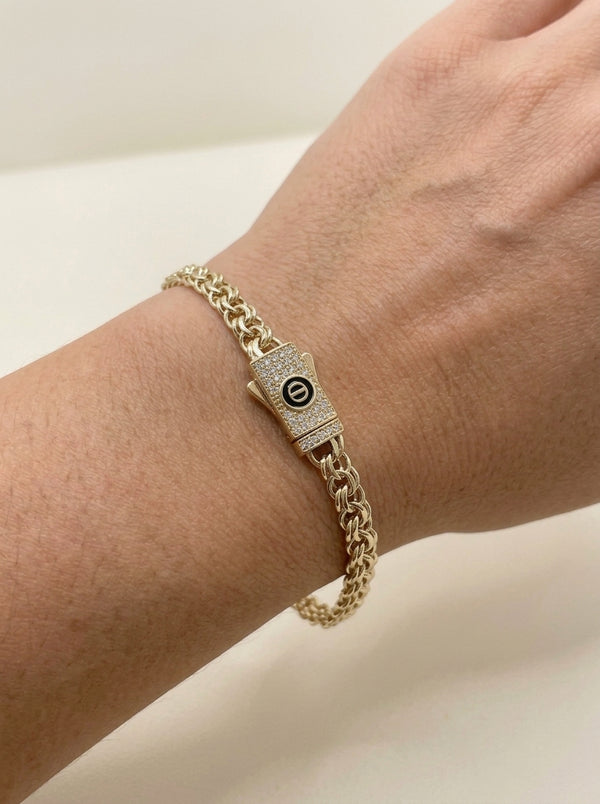 Pulsera de oro 14k tejido chino hueco Mod 5546 - 18 cm