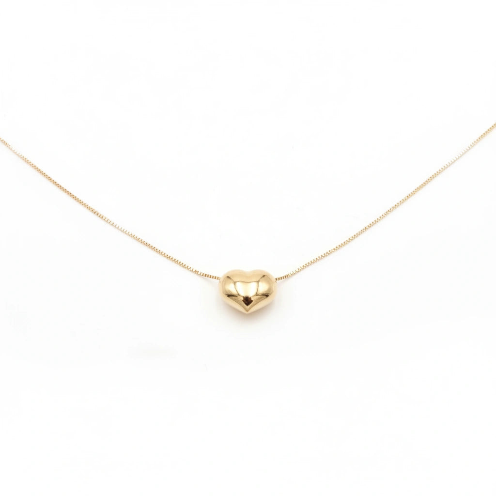 Gargantilla de corazón inflado en oro amarillo 14k