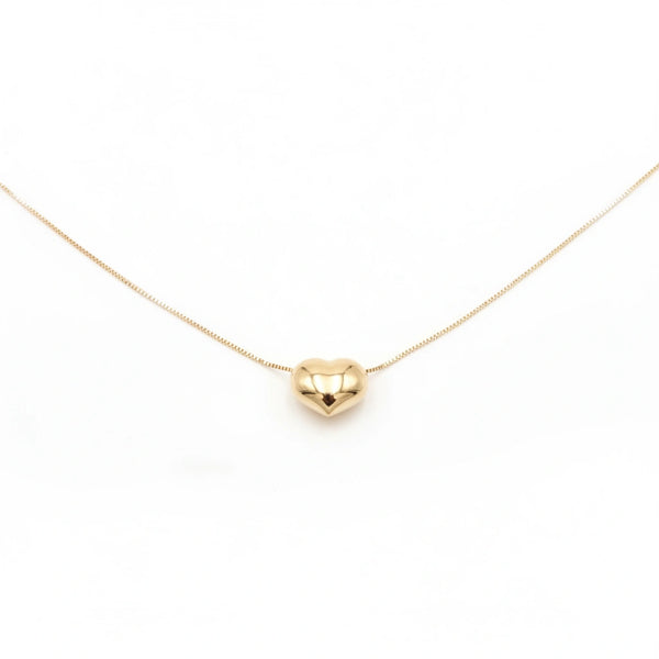 Gargantilla de corazón inflado en oro amarillo 14k