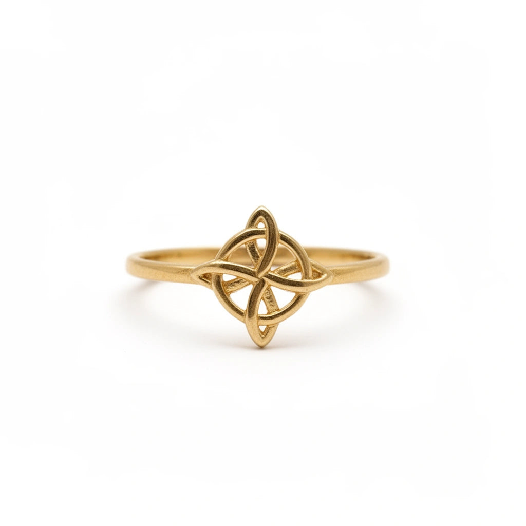 Anillo nudo de bruja de oro 10k