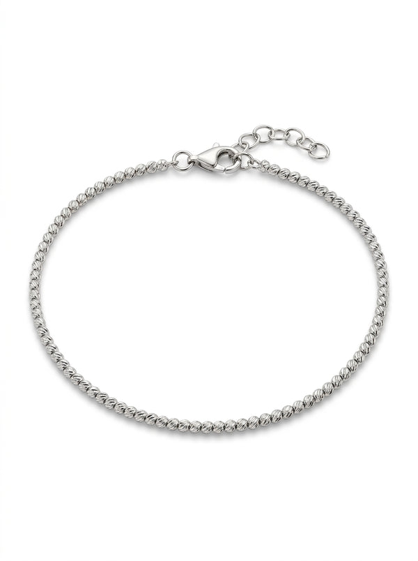 Pulsera de oro blanco 14k tejido de bolitas mod 5512 - 18 cm