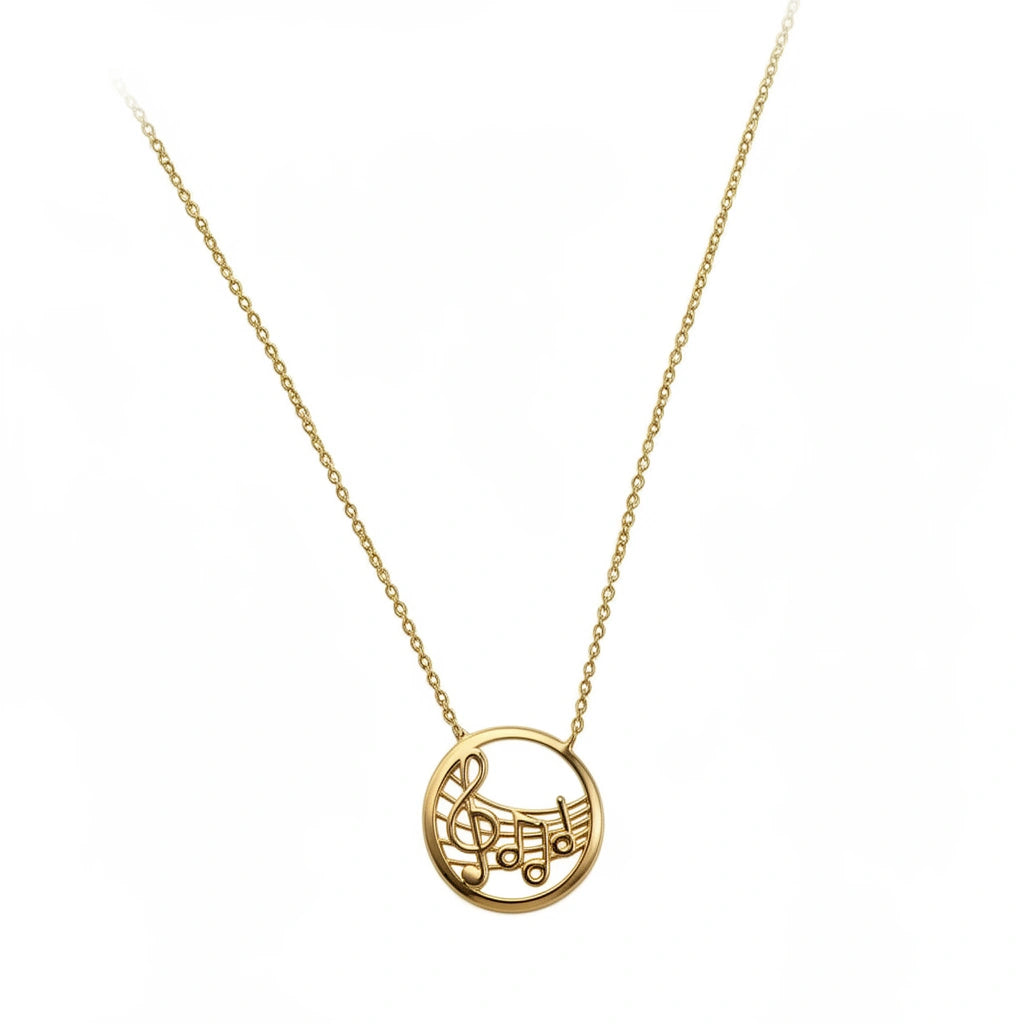 Gargantilla de oro 14K con dije de notas musicales