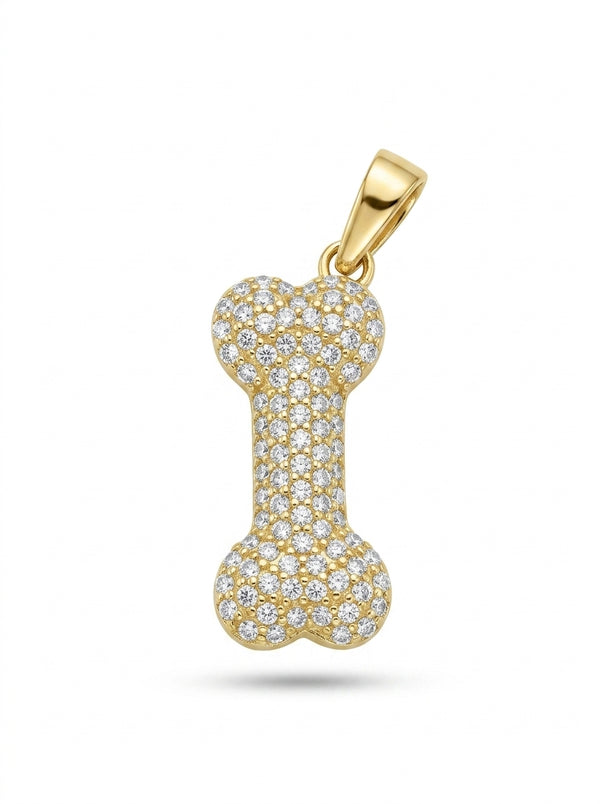 Dije de oro 14k diseño huesito de mascota Mod LM5452 - 1.6 cm