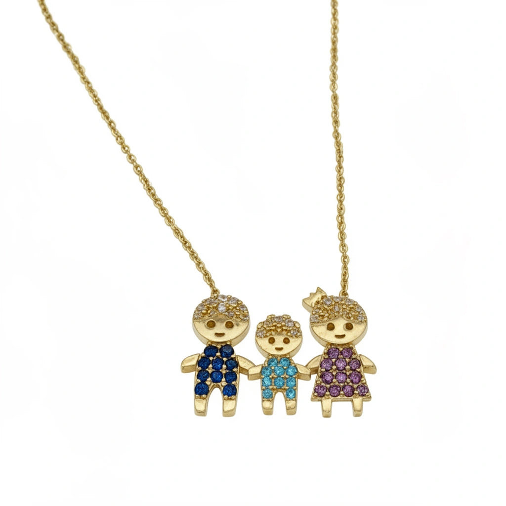 Gargantilla de papás e hijo en oro 14k