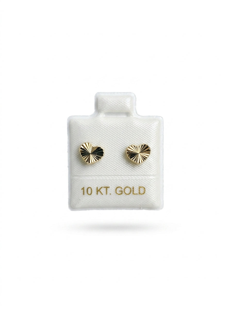 Broquel de oro 10k diseño de corazón de botón diamantado(de bolitas) LM5207