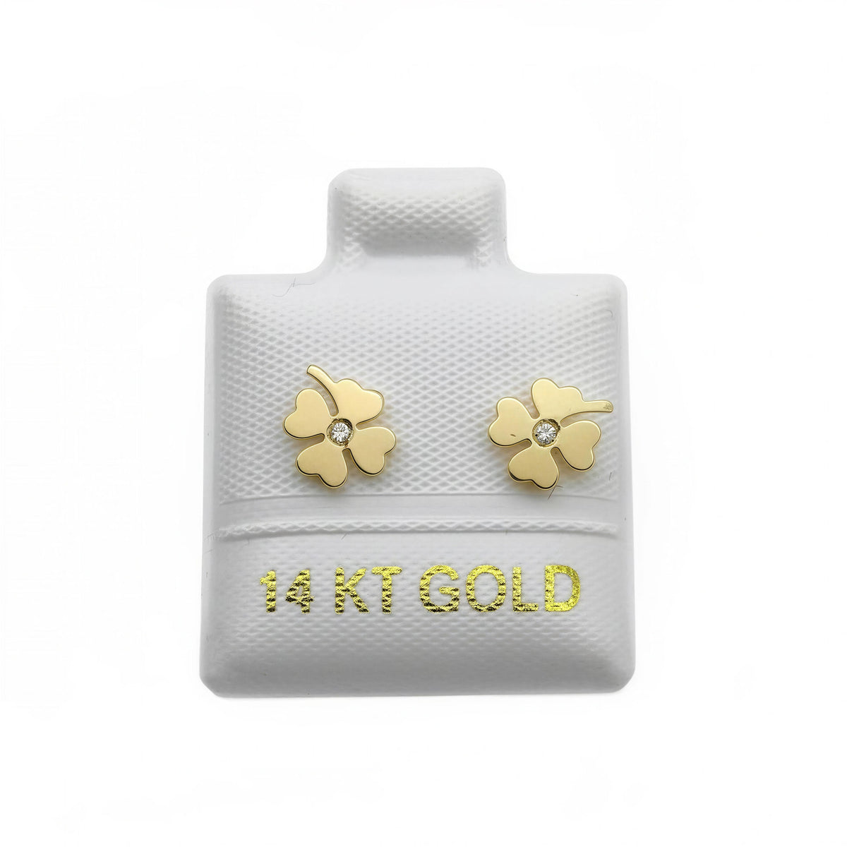 Broquel de oro 14k de trébol (de bolitas)