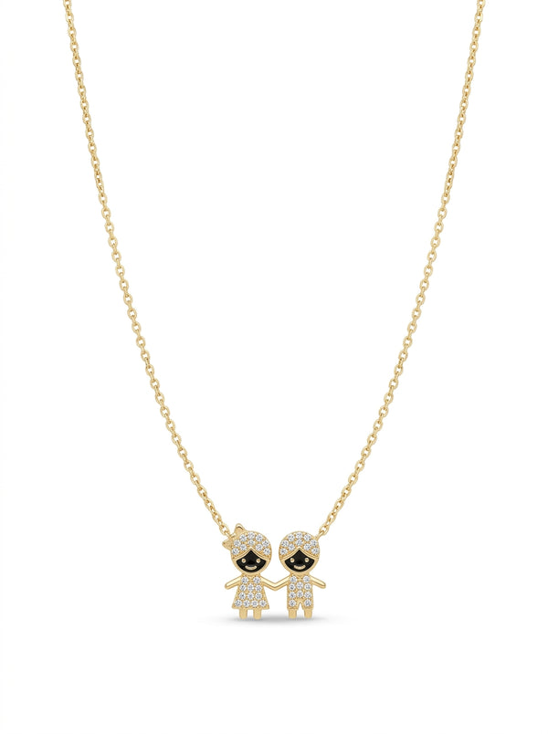 Gargantilla de hermanos de oro 14k