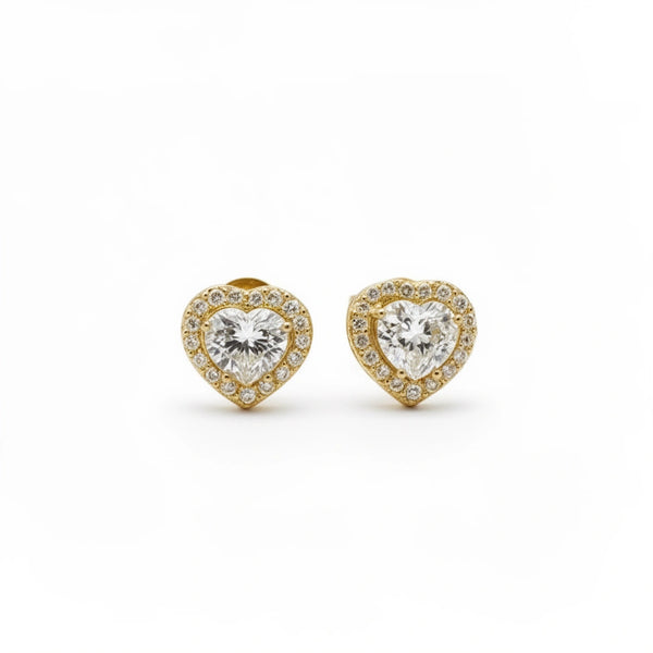 Aretes corazón de oro 14K con circonia central y halo
Mod. 893