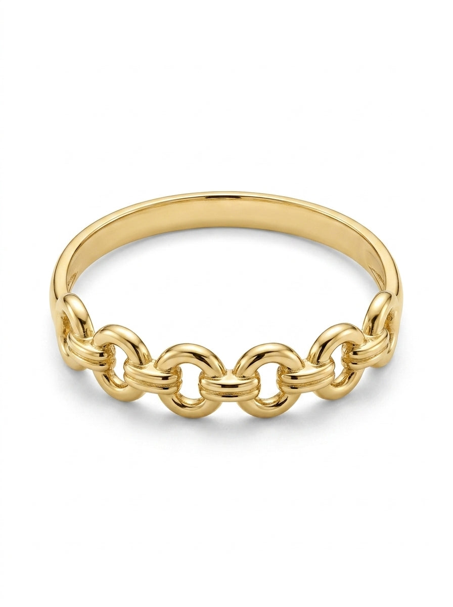 Anillo de oro 14k diseño de eslabón redondo entrelazado Mod LM5355