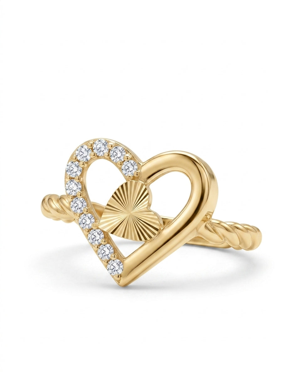Anillo de oro 10k diseño de corazones Mod 5528
