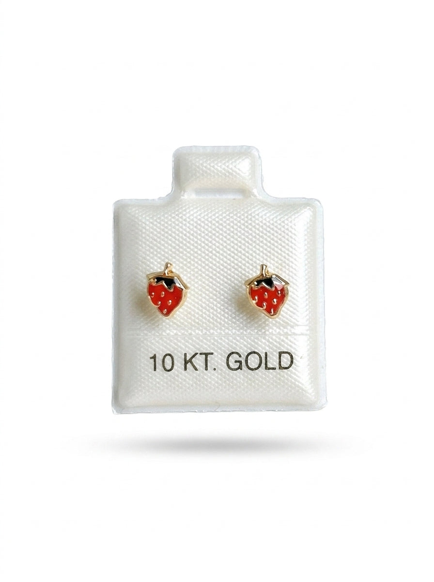 Broquel de oro 10k diseño fresa Mod LM5185 ( de bolitas)