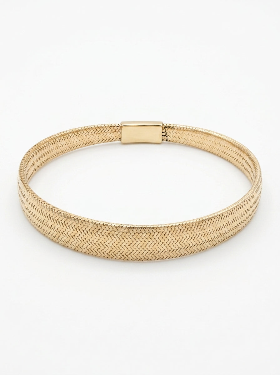 Pulsera de oro 14k diseño flexible tipo elastica gruesa Mod 5567 18 cm