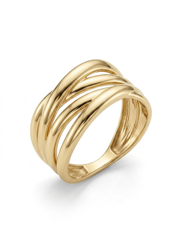 Anillo de oro 14k diseño ondas entrelazadas Mod LM5414