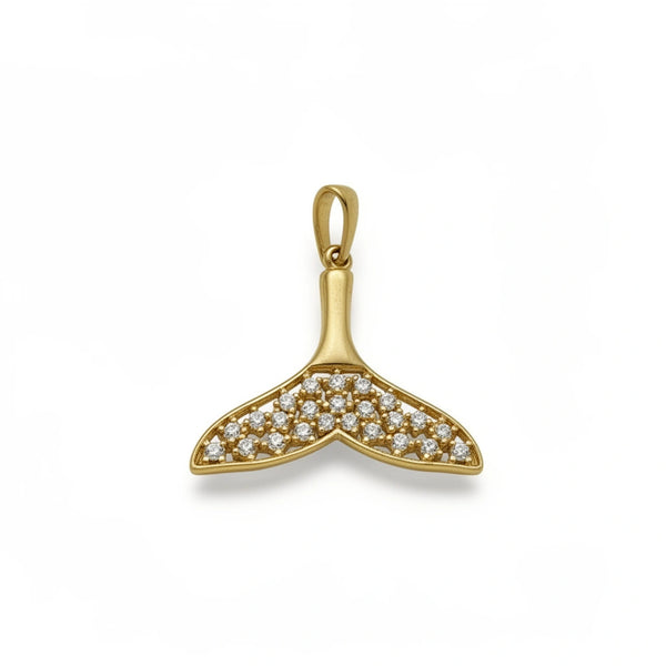 Dije cola de sirena de oro 14k con un incrustado de circonias - 1.5 cm