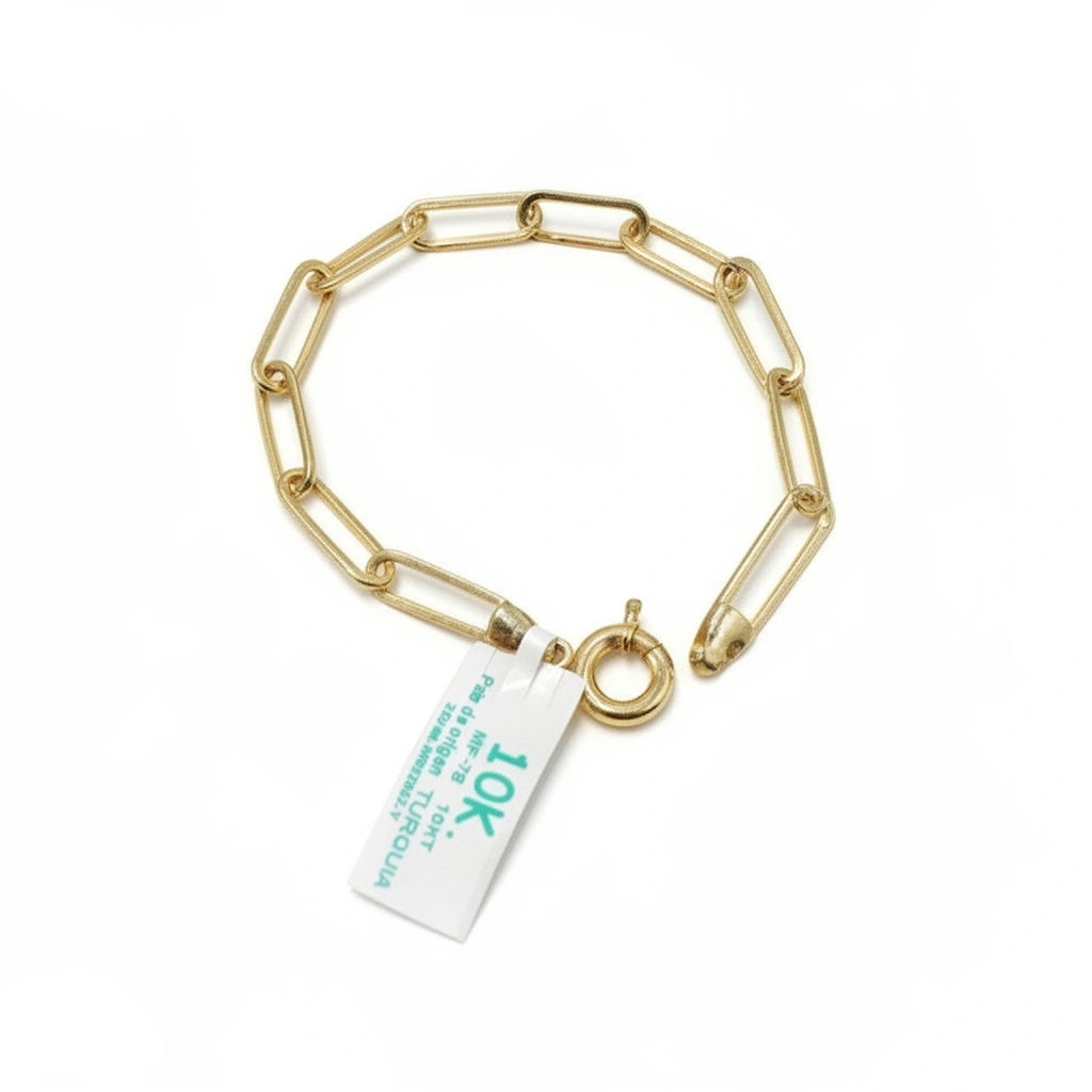 Pulsera de oro 10k tejido clip Mod. 2852Y -18 cm