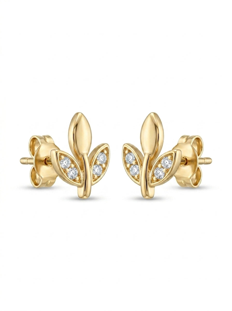 Aretes de oro 14K diseño de flor con circonias Mod LM5424