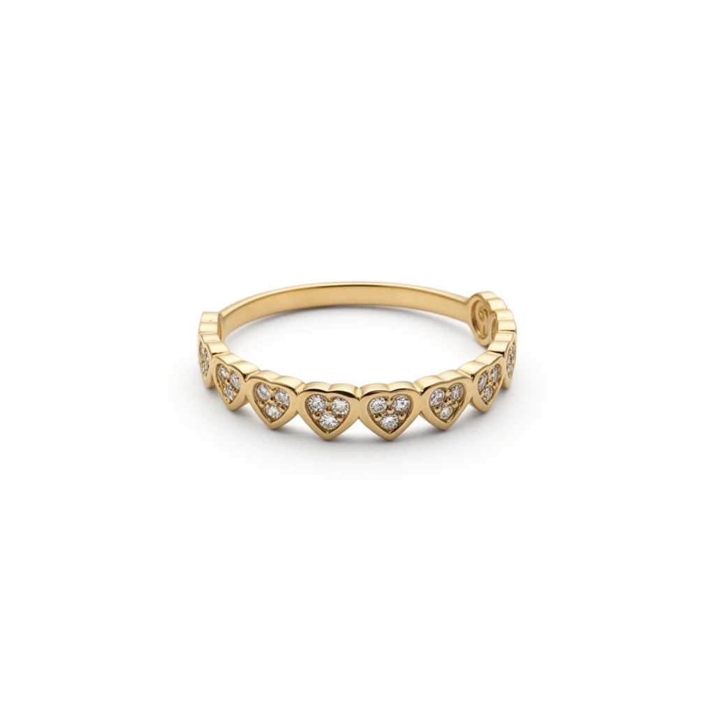 Anillo de corazones de oro 14k con circonias Mod.500423