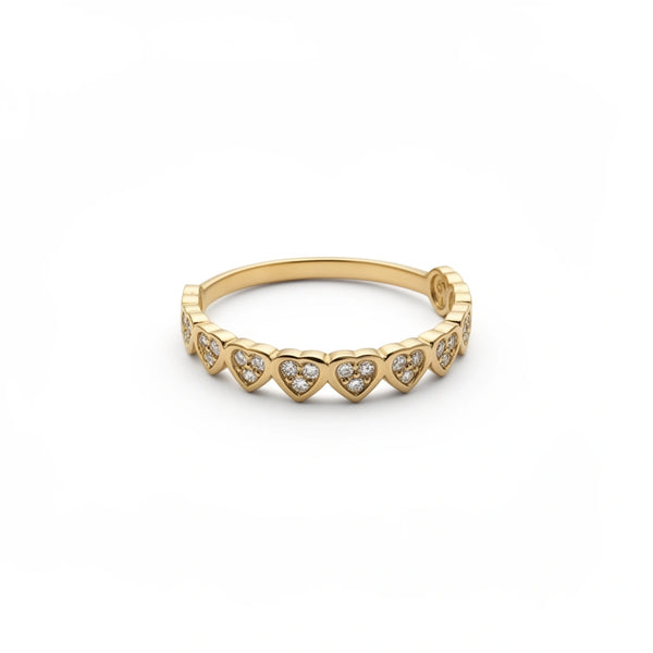 Anillo de corazones de oro 14k con circonias Mod.500423