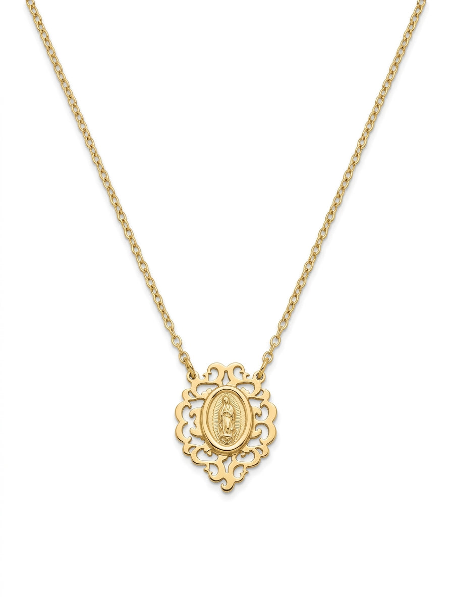 Gargantilla de oro 14k diseño de la virgen con contornos Mod LM5133 - 45 cm