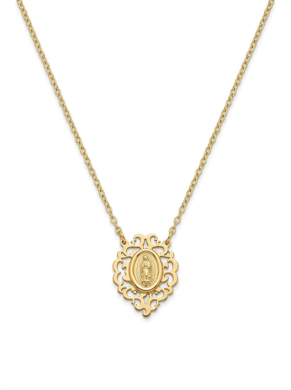 Gargantilla de oro 14k diseño de la virgen con contornos Mod LM5133 - 45 cm