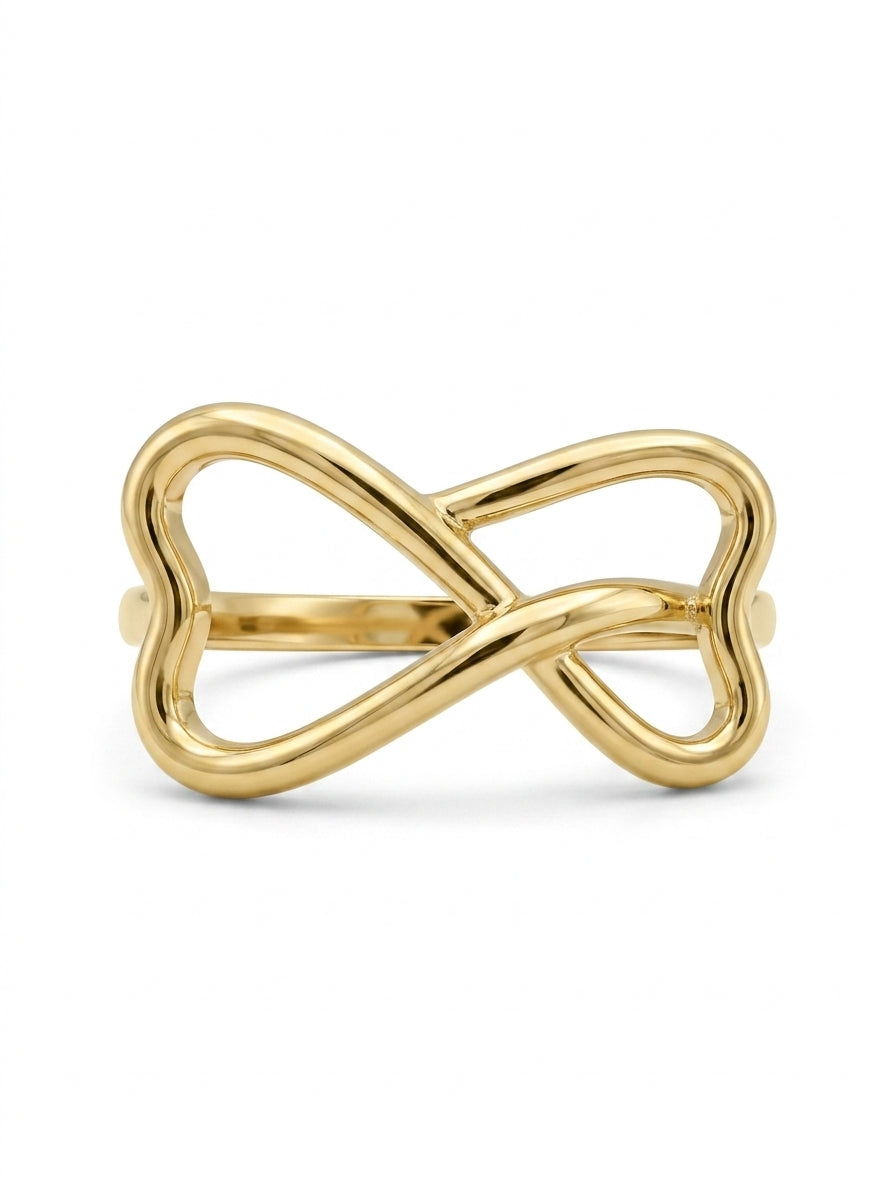 Anillo de oro 14k diseño de corazón doble Mod LM5274
