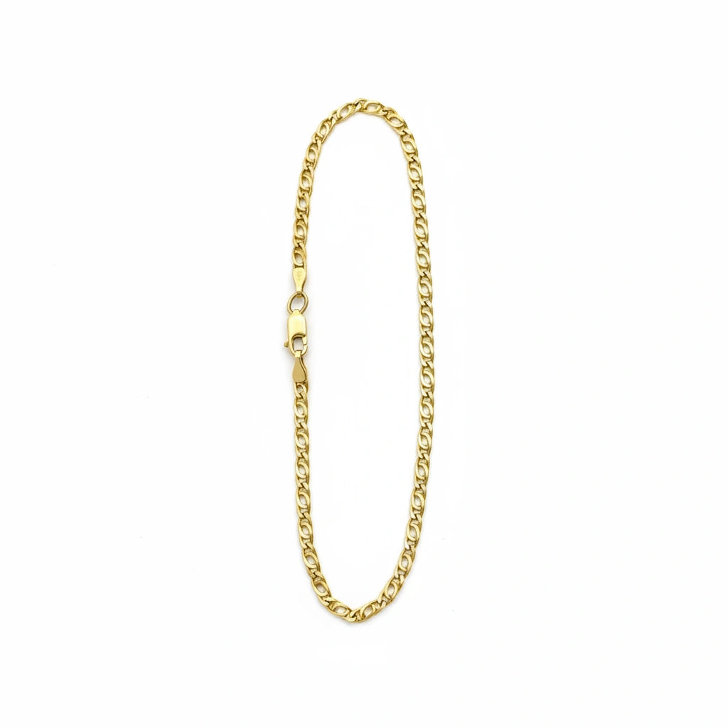 Pulsera ojo de tigre de oro 14k 21 cm x 3mm