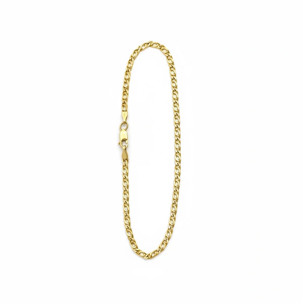 Pulsera ojo de tigre de oro 14k 21 cm x 3mm