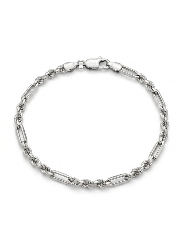 Pulsera de oro blanco 14k tejido fígaro Mod 5453 - 18 cm