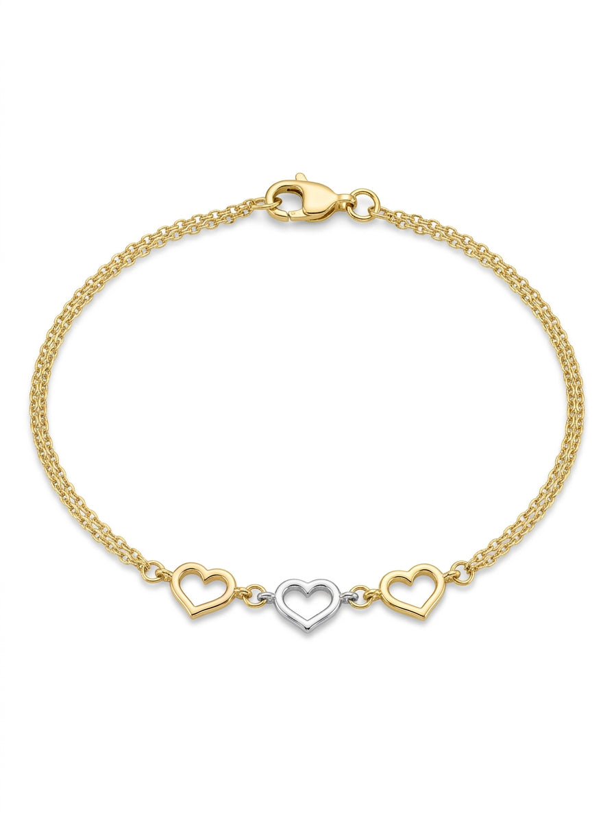Pulsera de oro 14k diseño de corazones florentinos Mod LM5238 - 18 cm