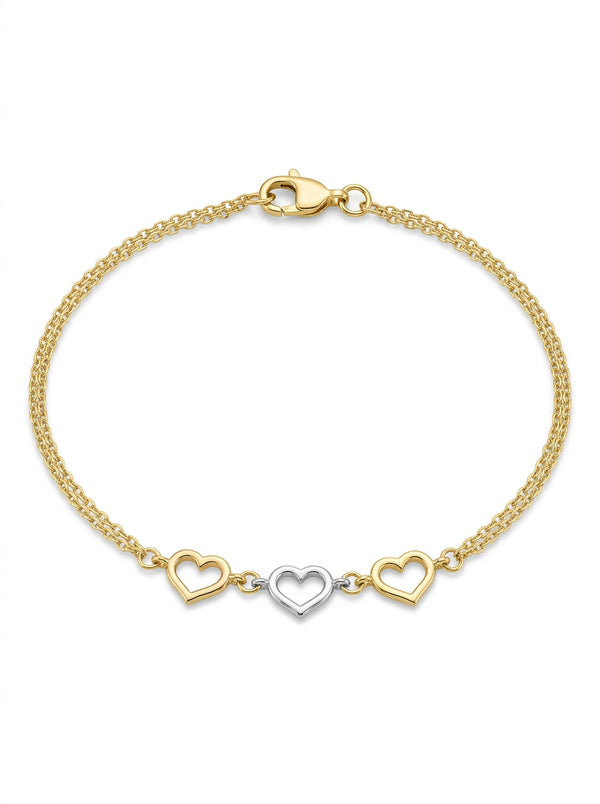 Pulsera de oro 14k diseño de corazones florentinos Mod LM5238 - 18 cm