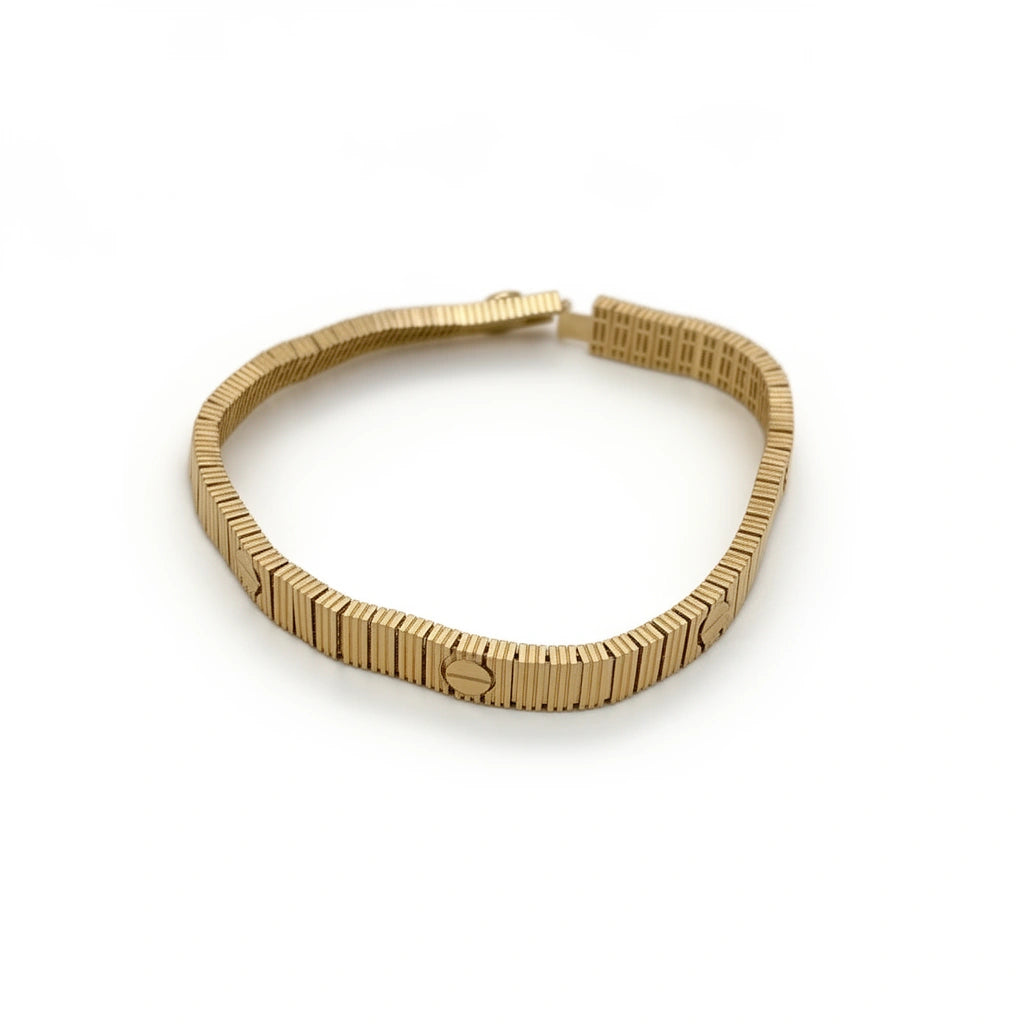 Brazalete de oro 14k de tipo diseñador fexible - 18 cm x 7 mm