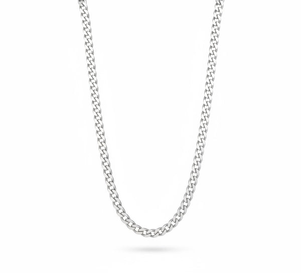 Cadena de oro blanco 14k tejido cubano - 3 mm Caballeros