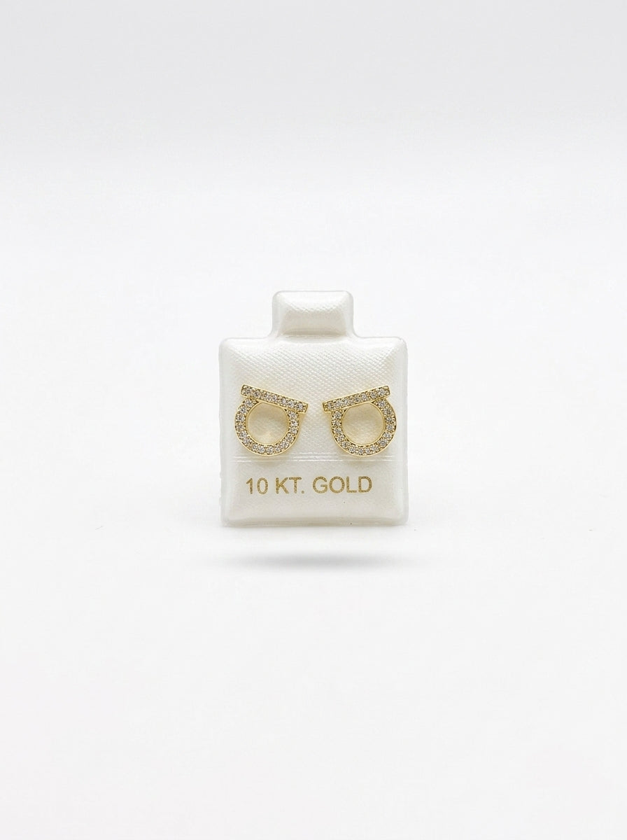 Broquel de oro 10k tipo diseñador (de bolitas) LM5211