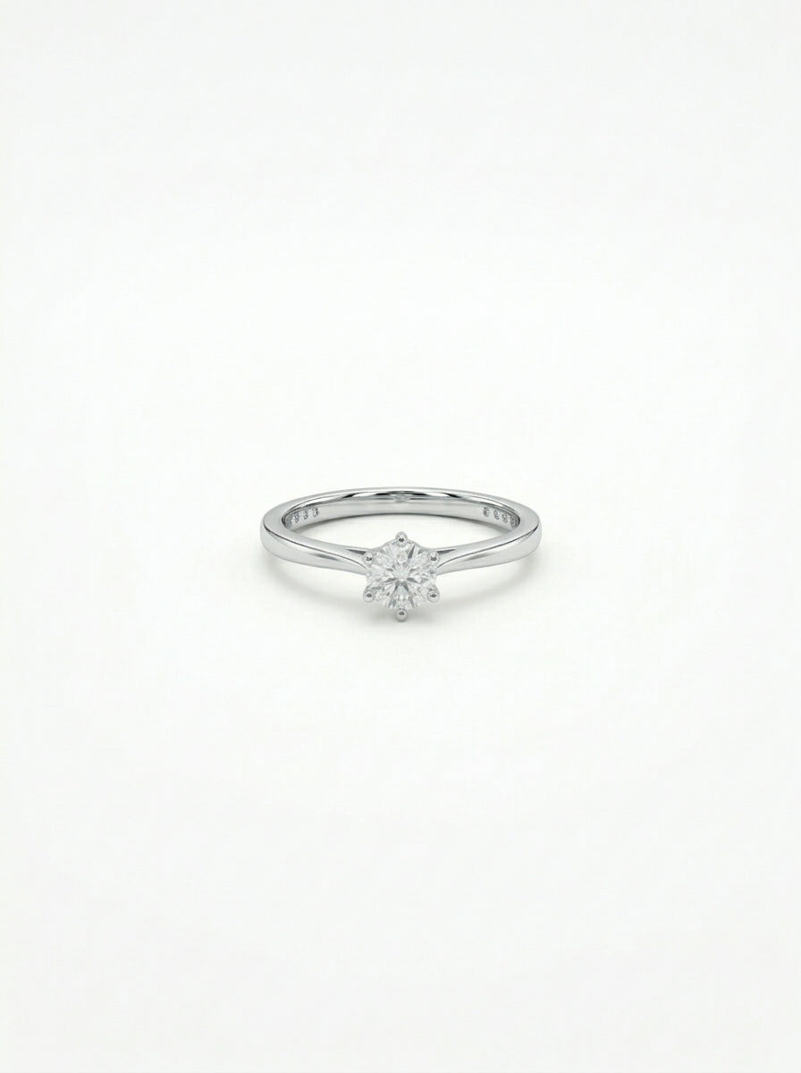 Anillo solitario de oro blanco 14k con diamante de laboratorio Mod 5480