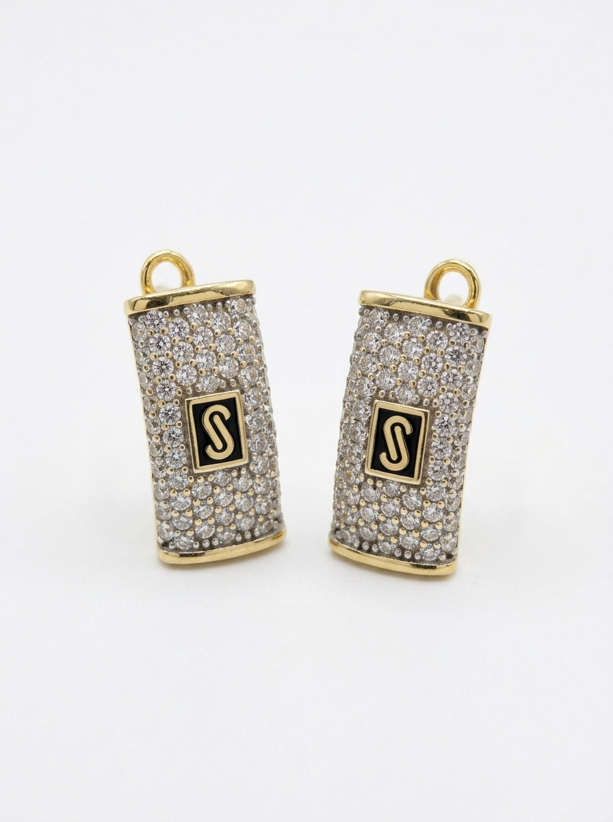 Aretes de oro 10k Mónaco Chain Classic pavé mod 5903