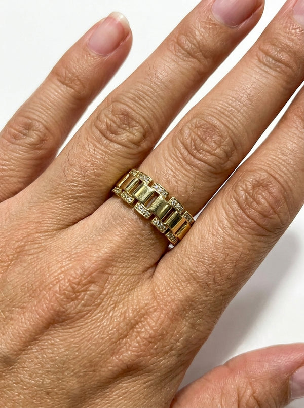 Anillo de oro 14k tipo diseñador con circonias Mod 5843