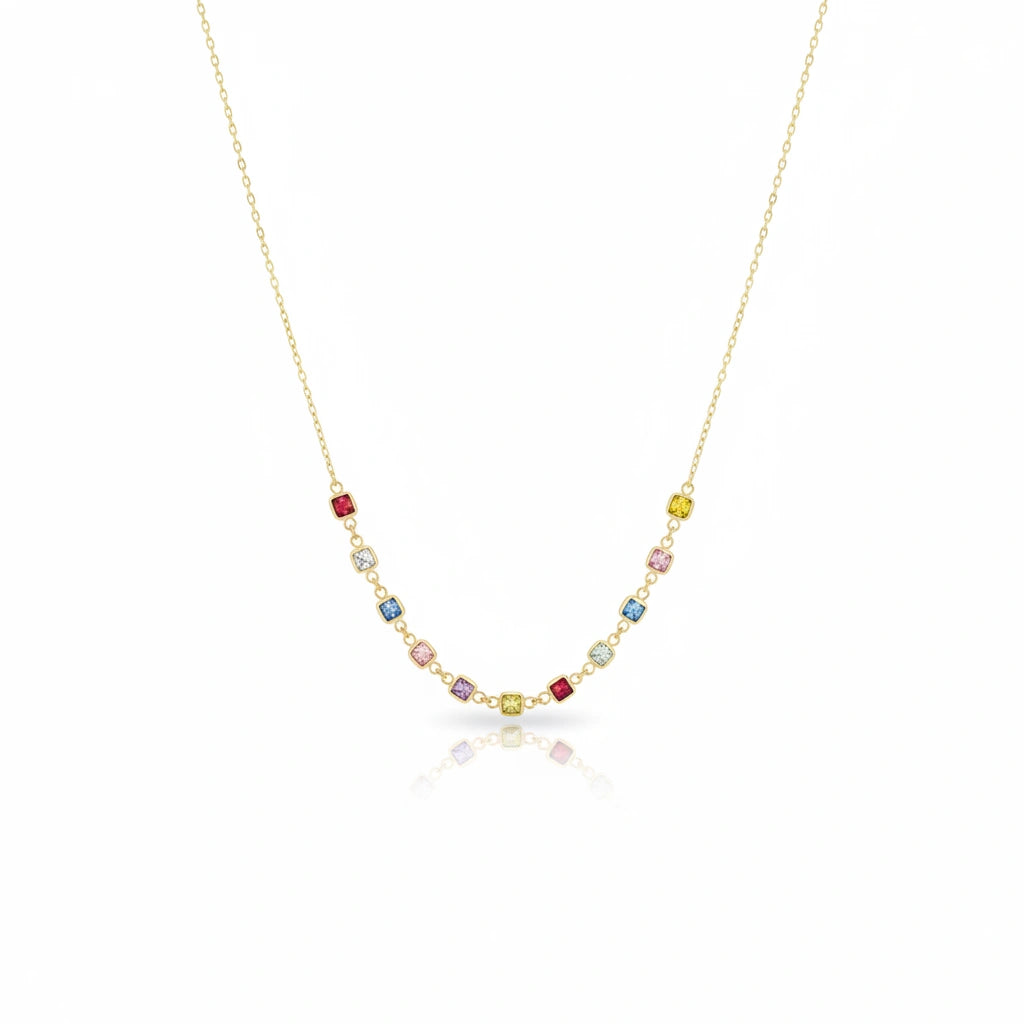 Gargantilla de oro 14k con circonias de colores 45 cm Mod.144500